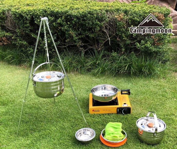 Bộ nồi cắm trại inox Campingmoon MC-210 Full bài ăn uống ngoài trời