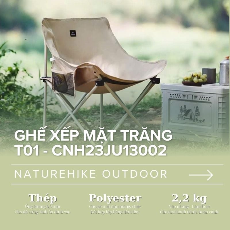 Ghế xếp Moon Chair Naturehike CNH23JU13002 - Không kê tay