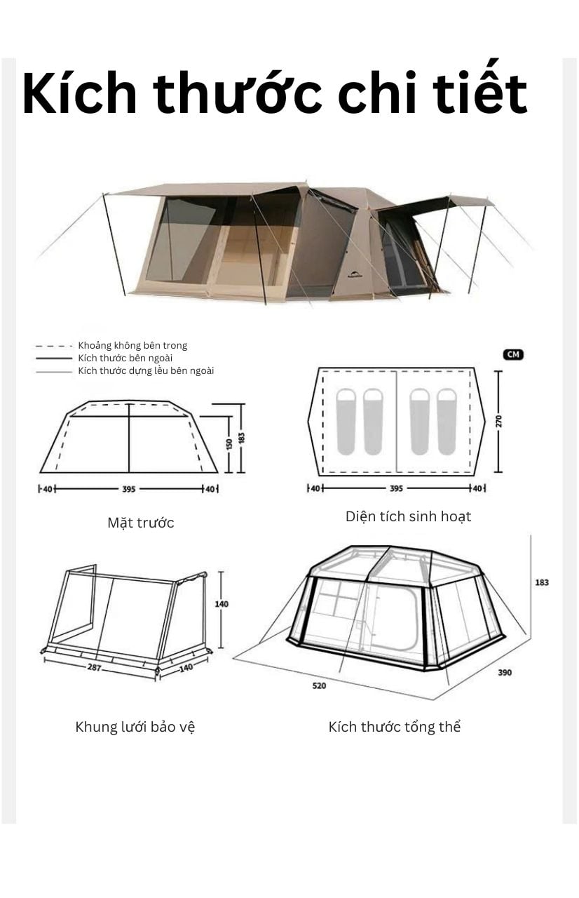 Lều Naturehike Glamping CNH22ZP004 Village 13 bản nâng cấp