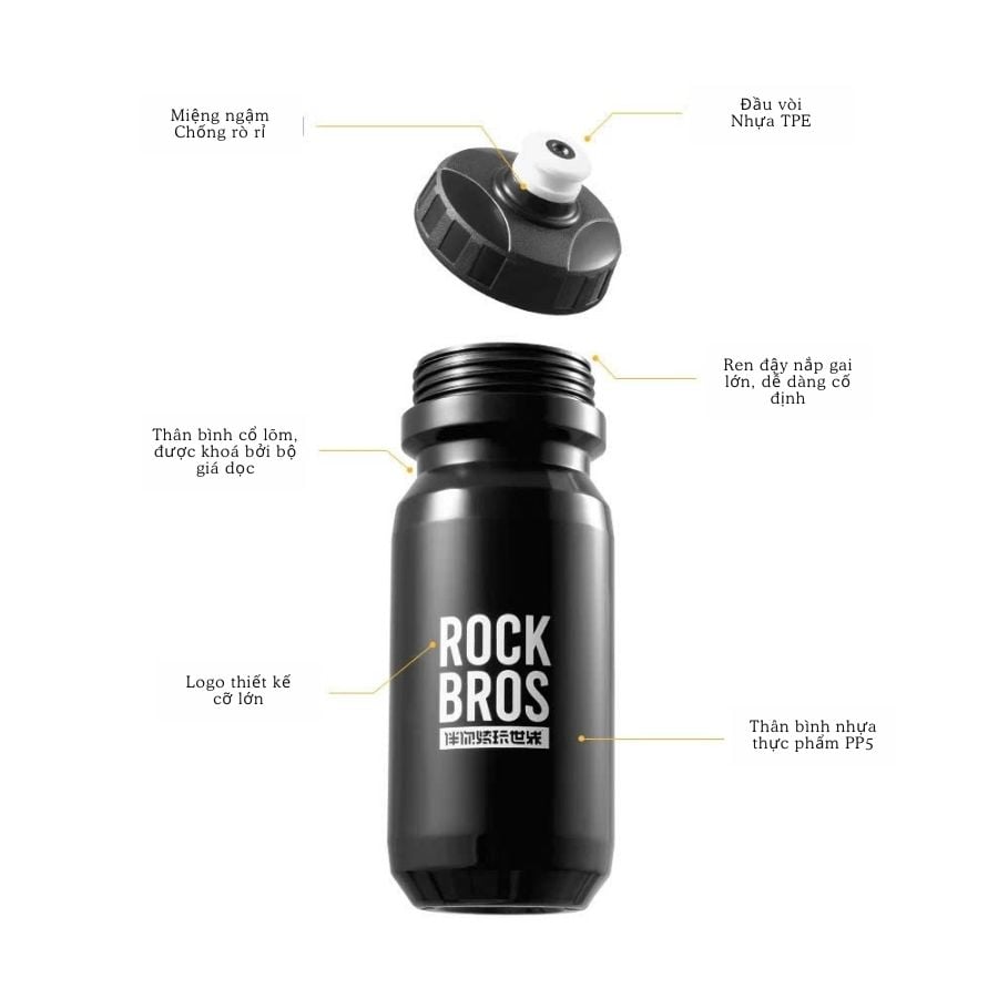 Bình nước tập luyện 600ml Rockbros 35210066 - Thân mềm