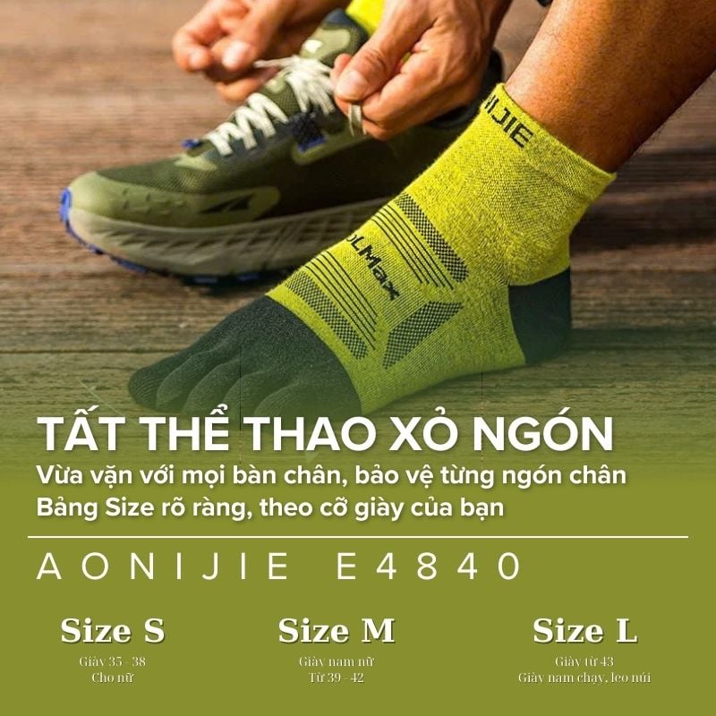 Tất xỏ ngón cổ lửng AONIJIE E4840