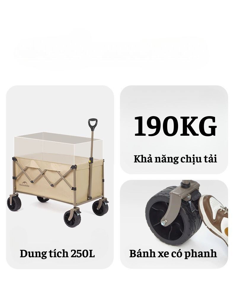 Xe kéo Camping gấp gọn Naturehike CNK2350JJ012 mẫu 250L