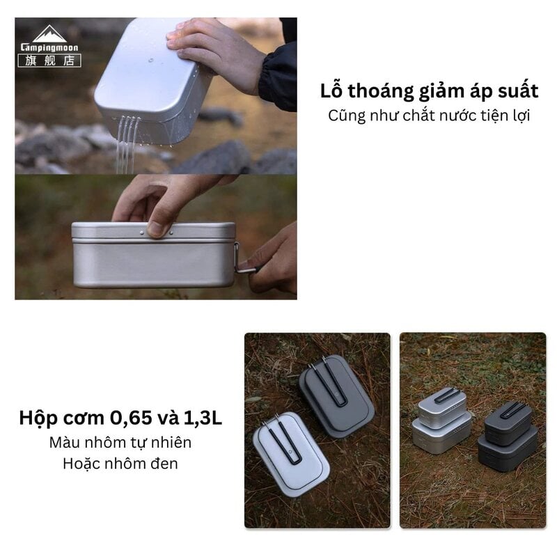 Hộp cơm nhôm cao cấp Campingmoon S-1609/S2013/H1609/H2013