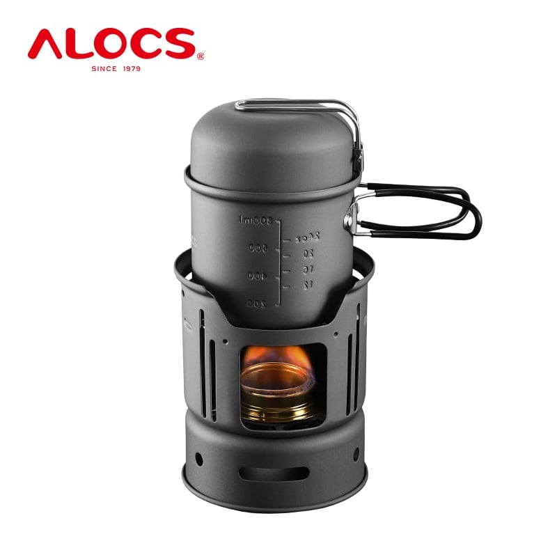 Bếp cồn kèm đồ dùng nấu ăn Alocs CW-C01 mang đi leo núi - đi rừng