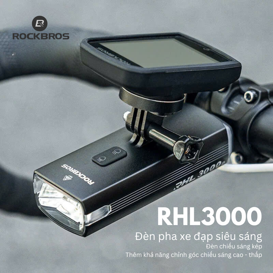 Đèn pin gắn xe đạp siêu sáng Rockbros RHL3000