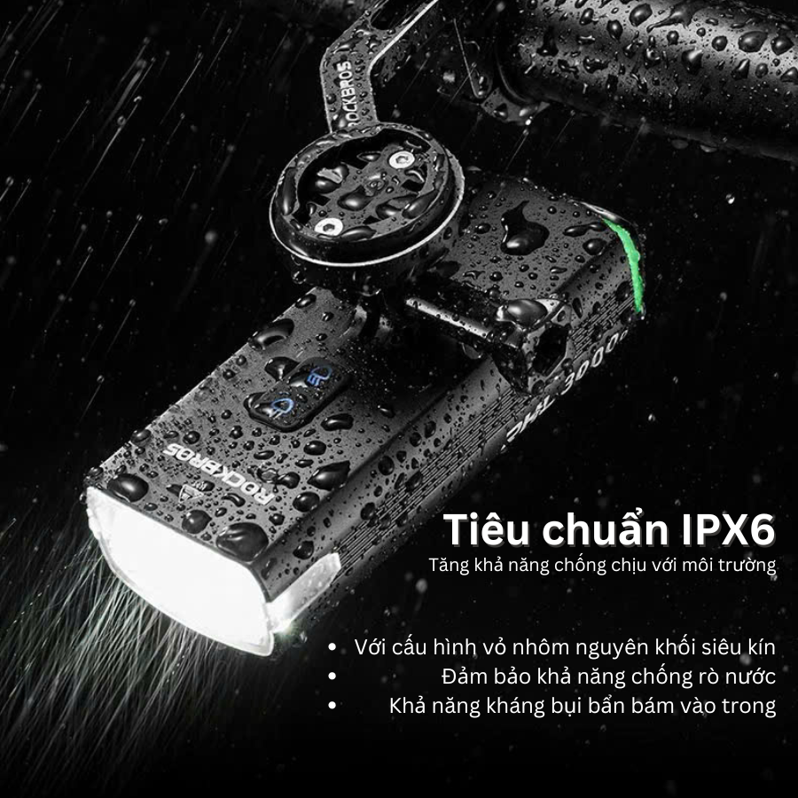 Đèn pin gắn xe đạp siêu sáng Rockbros RHL3000