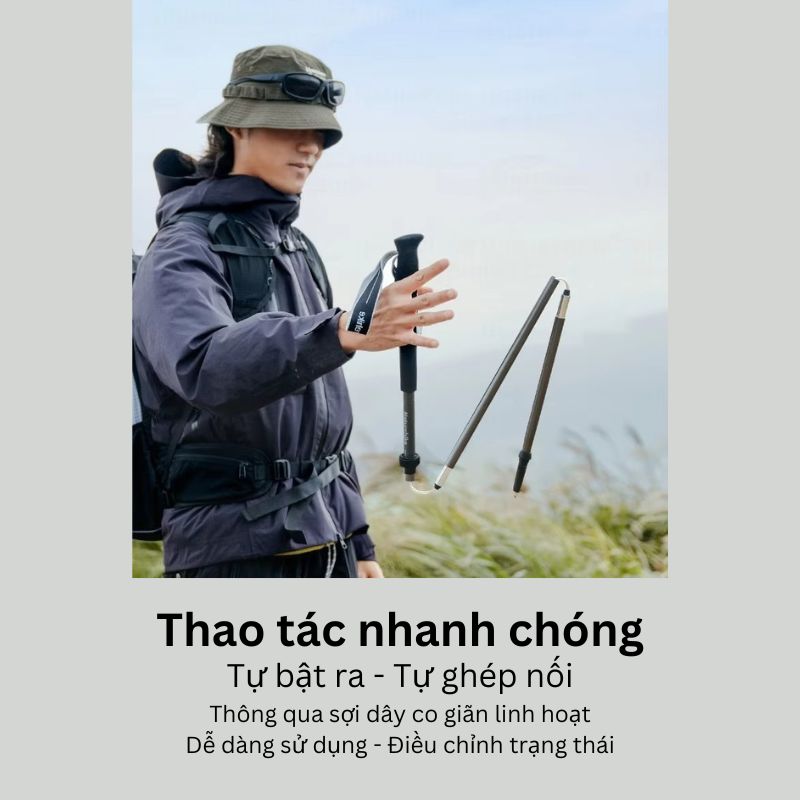 Gậy leo núi Carbon + hợp kim nhôm Naturehike CNK2450DS017