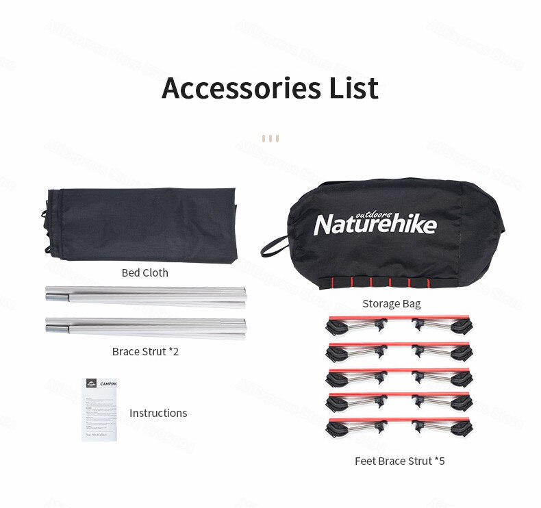 Giường gấp siêu gọn Naturehike NH20JJ001 mang đi cắm trại