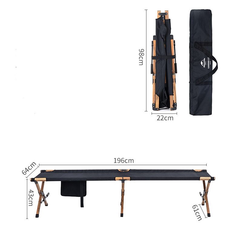Giường xếp cắm trại vân gỗ Naturehike NH19X003-C kiêm ghế băng