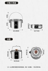 Bộ nồi Inox Naturehike NH22CJ005 cao cấp dã ngoại, cắm trại