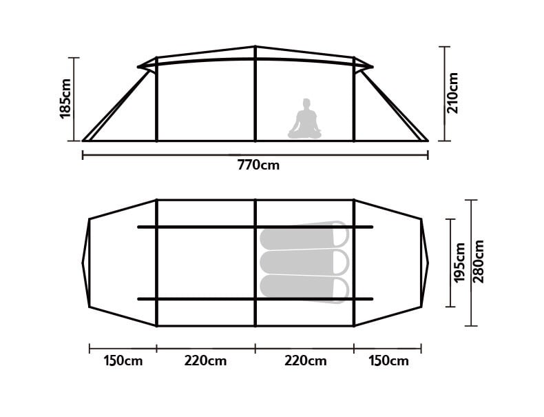 Lều cắm trại Glamping 04 - 06 người Naturehike NH22YW004