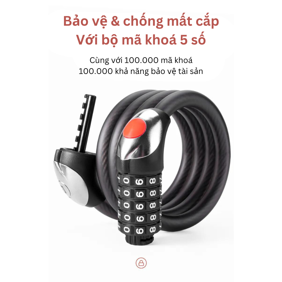 Khoá dây mã 5 số cao cấp RKS507-BK