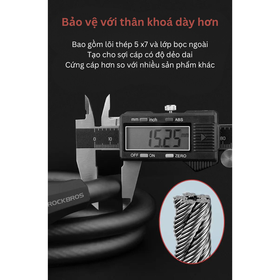 Khoá dây mã 5 số cao cấp RKS507-BK