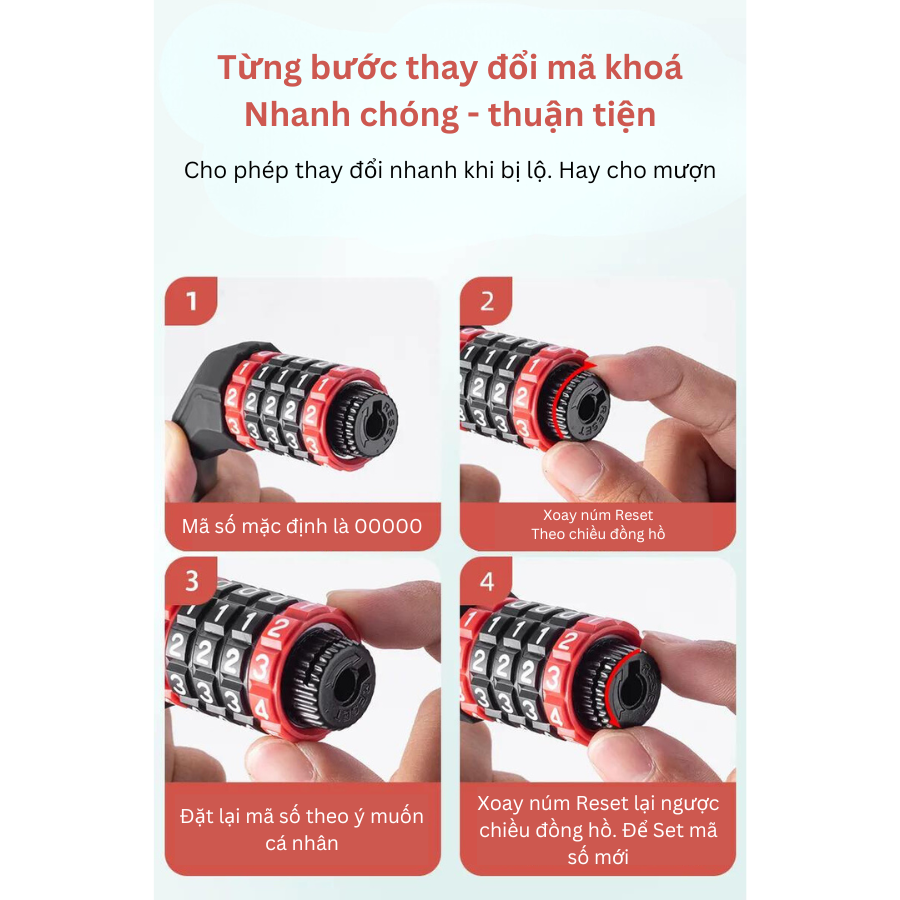Khoá dây mã 5 số cao cấp RKS507-BK