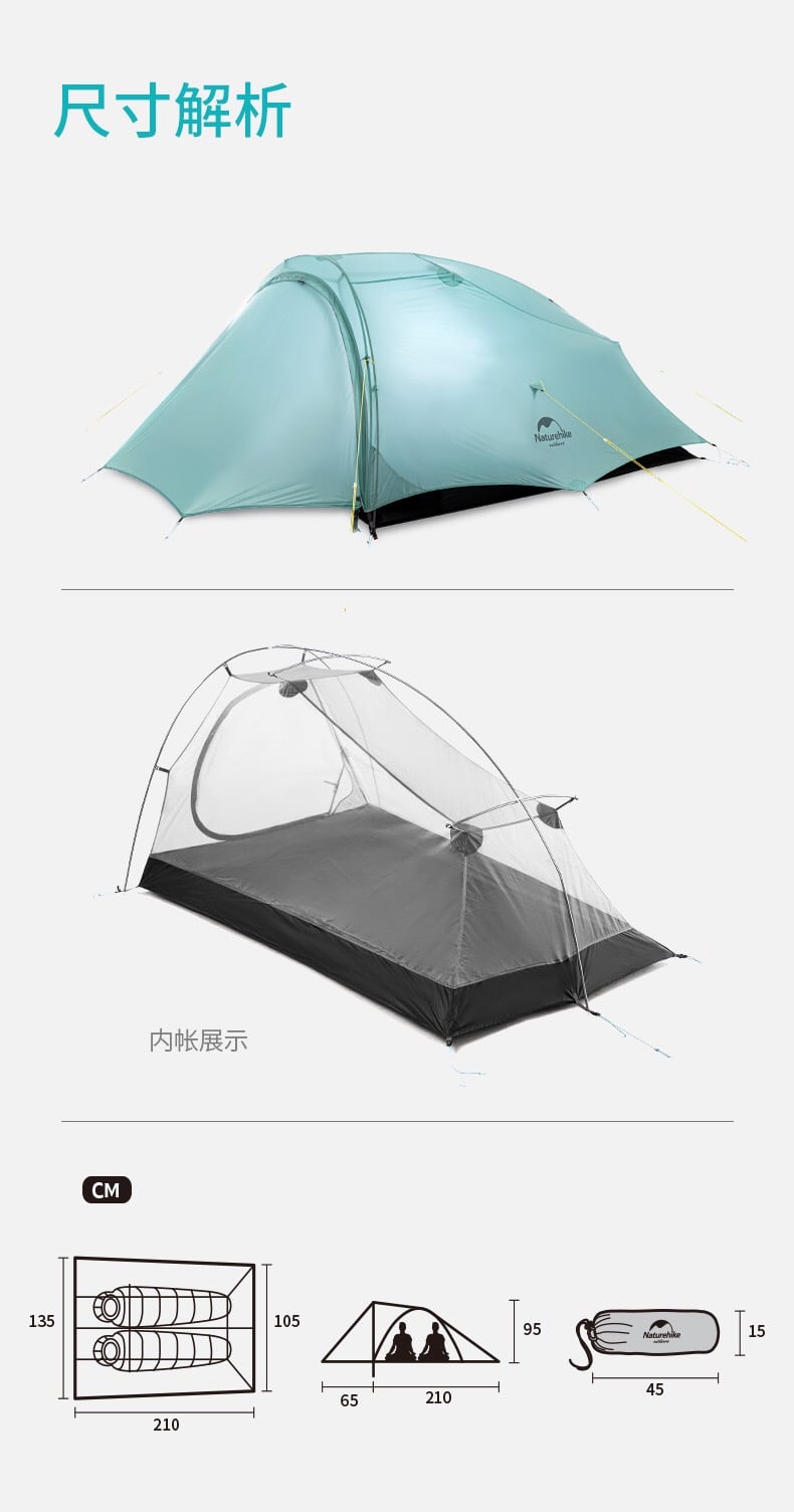 Lều chống nước cho hai người Naturehike NH20ZP091 sinh tồn ngoài tự nhiên