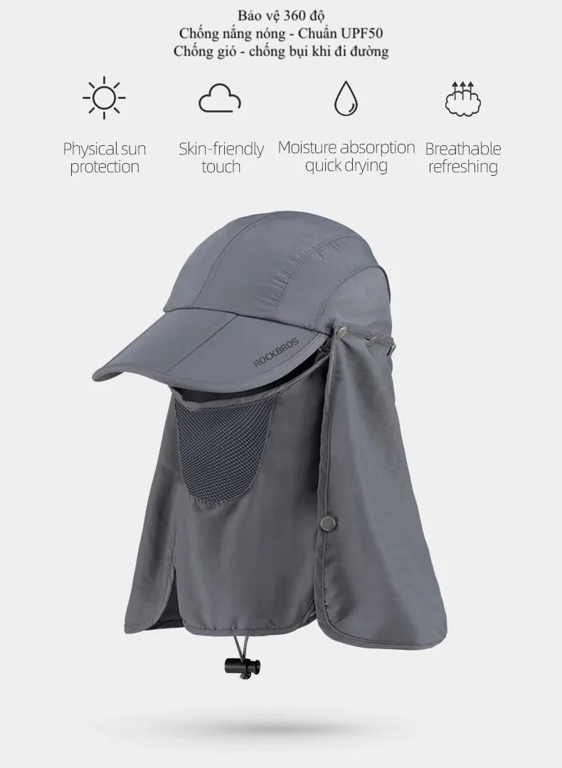 Mũ lưỡi chai chống nắng quây 360 độ Rockbros LF8046