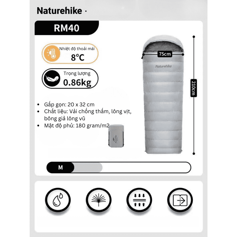 Túi ngủ Cotton giả lông vũ Naturehike NH22YD003 - RM40