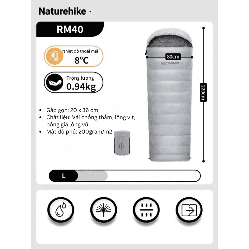 Túi ngủ Cotton giả lông vũ Naturehike NH22YD003 - RM40