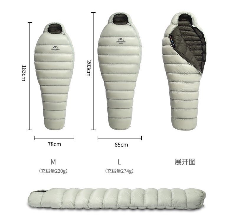 Túi ngủ lông vũ siêu nhẹ siêu ấm Naturehike NH21YD001