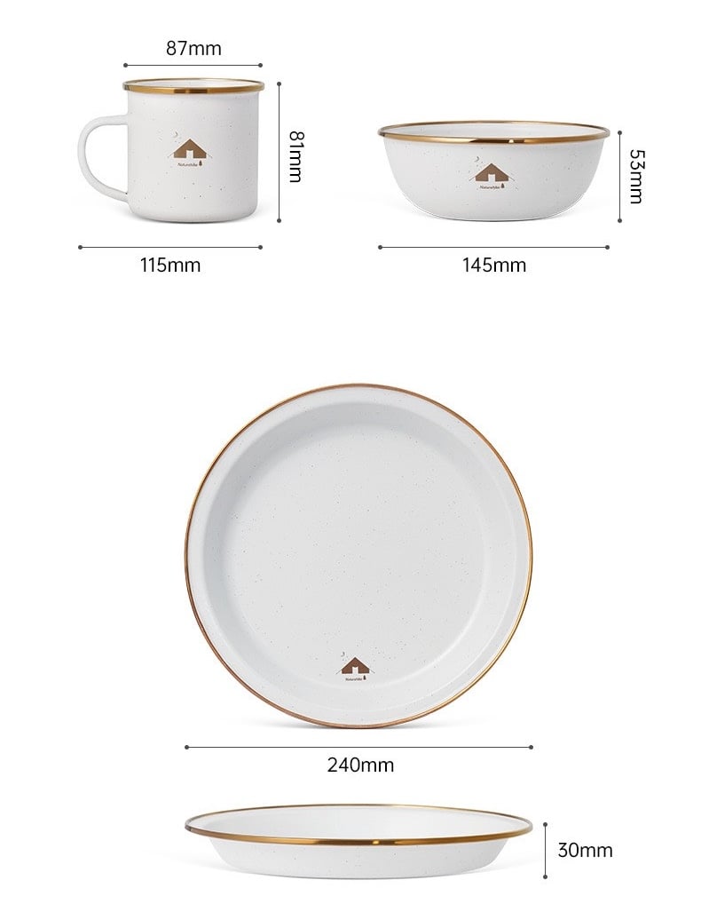 Bộ bát đĩa Naturehike CNK2300CW013 tráng men sứ