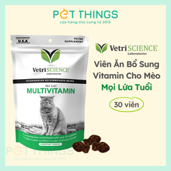 Viên Ăn Bổ Sung Vitamin Cho Mèo VetriScience NuCat Multivitamin 30 viên