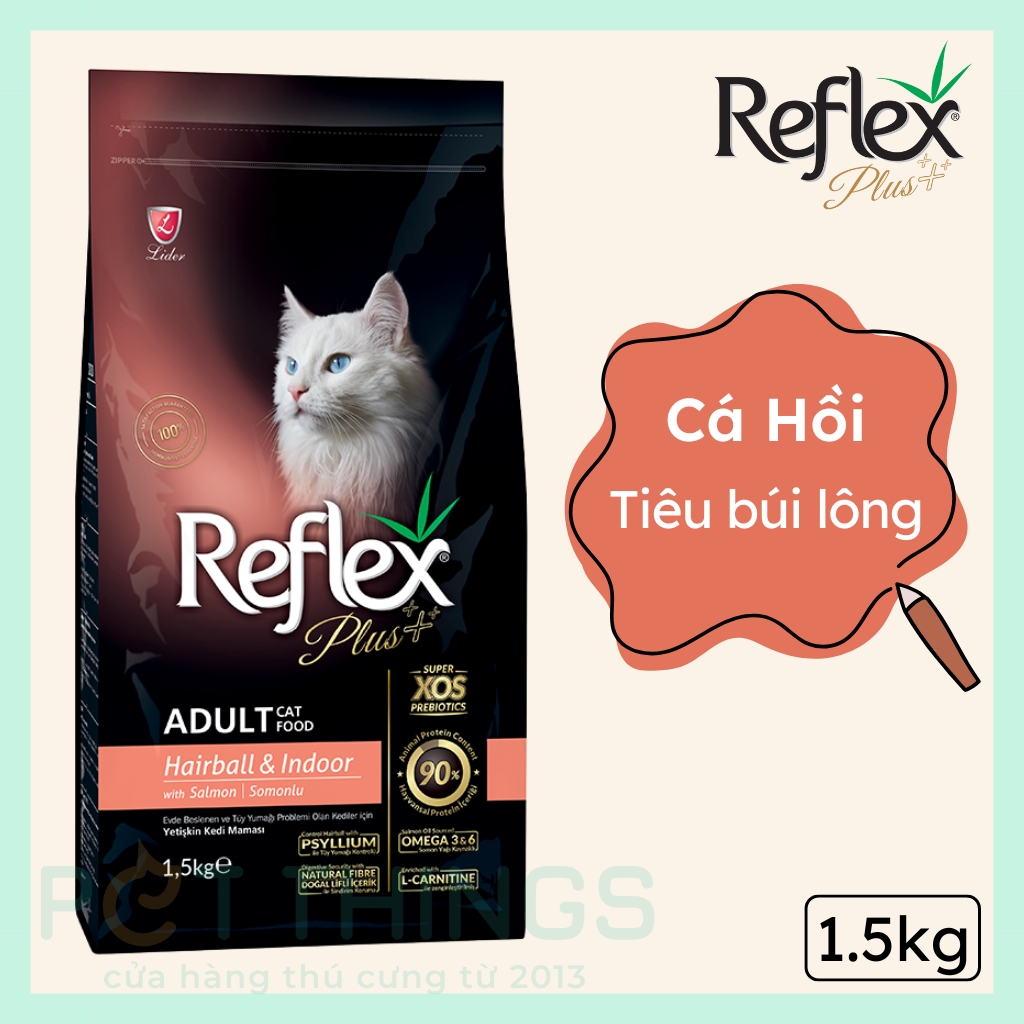 Reflex Plus Adult Cat Hairball & Indoor Thức Ăn Hạt Ngừa Búi Lông Cho Mèo 1.5Kg