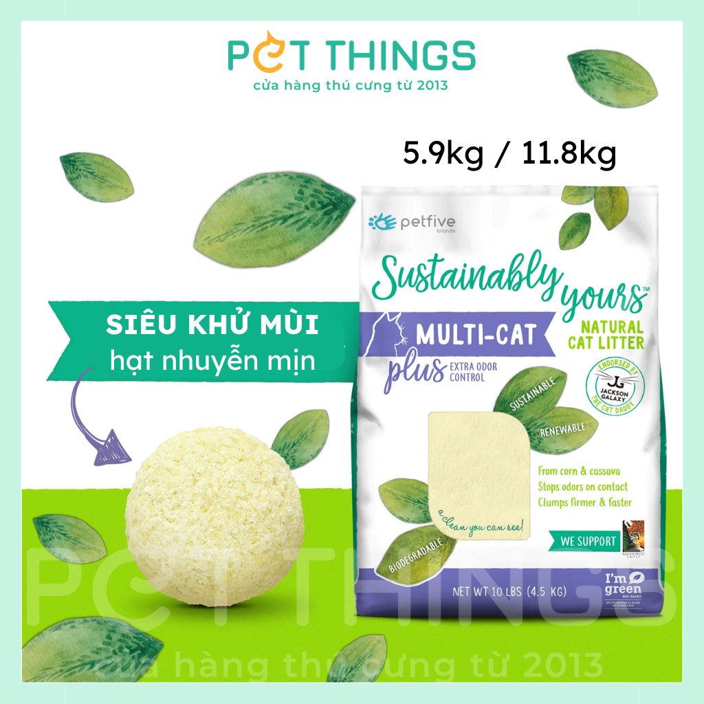 Cát Vệ Sinh Hữu Cơ Petfive Sustainably Yours Multi-Cat Plus