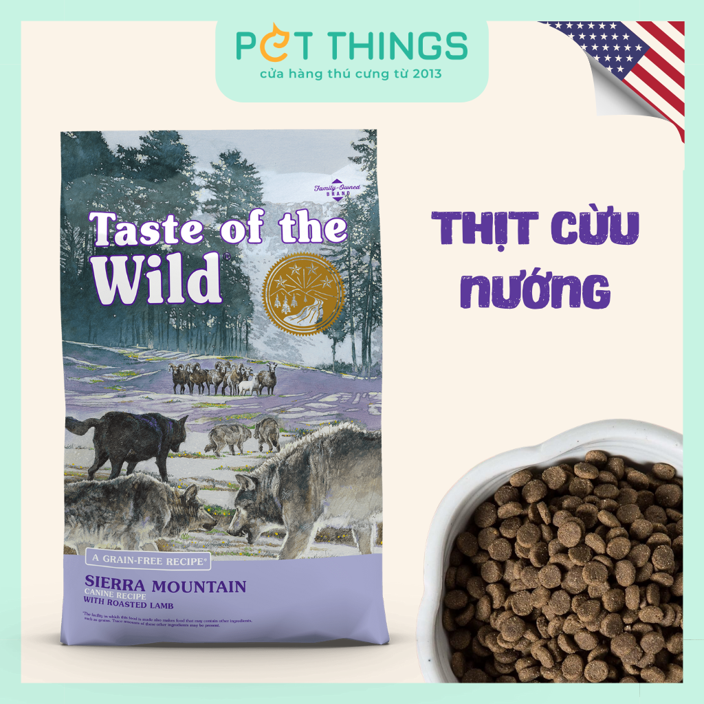 Thức Ăn Hạt Taste of the Wild Sierra Mountain Cho Chó Mọi Lứa Tuổi, Cừu Nướng