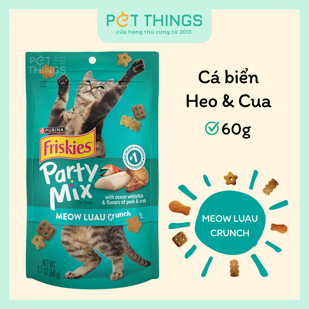 Bánh Thưởng Cho Mèo Friskies Party Mix Meow Luau Crunch, Mỹ