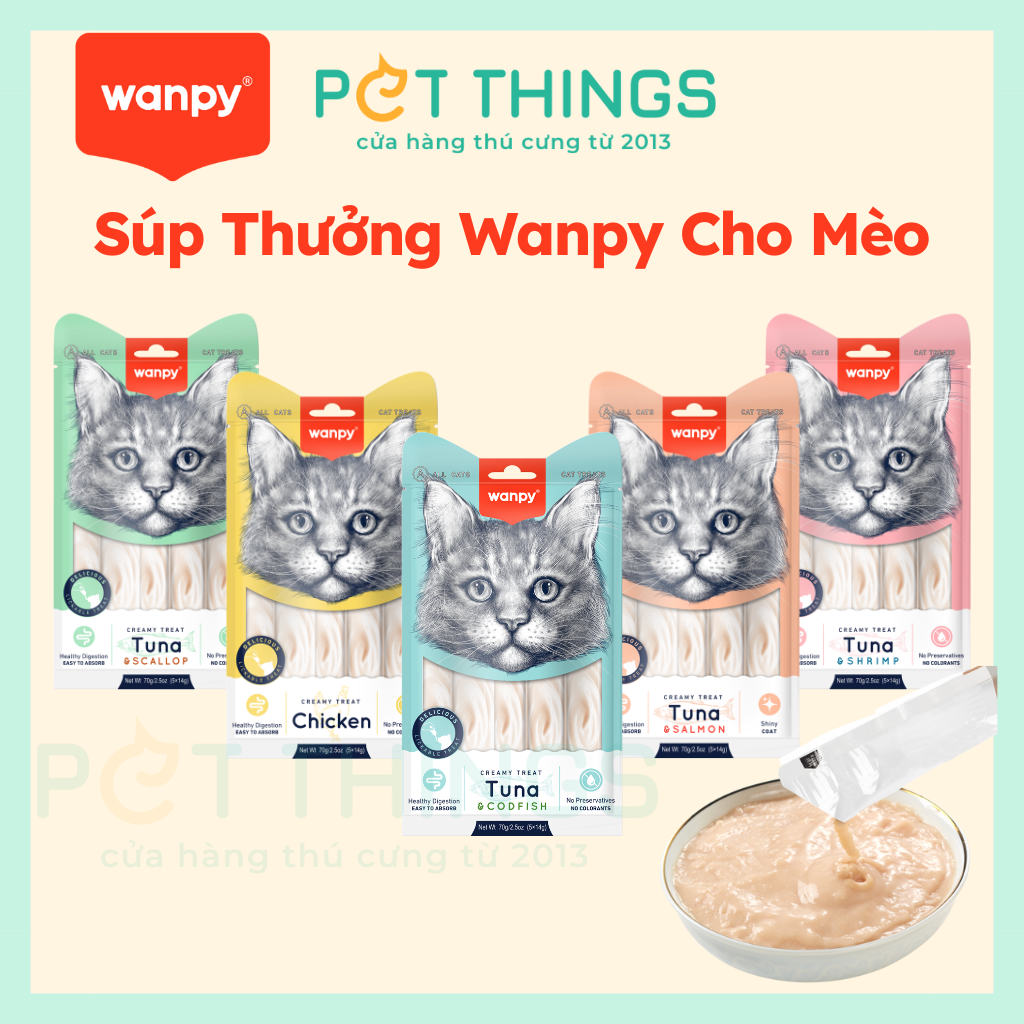 Súp Thưởng Wanpy Creamy Treat Cho Mèo 5x14g