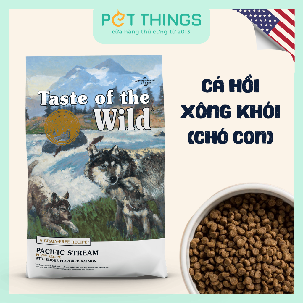 Thức Ăn Hạt Taste of the Wild Pacific Stream Puppy Cho Chó Con, Cá Hồi Xông Khói