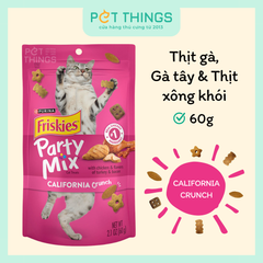 Friskies Party Mix California Crunch Bánh Thưởng Cho Mèo Vị Gà, Gà Tây & Thịt Xông Khói