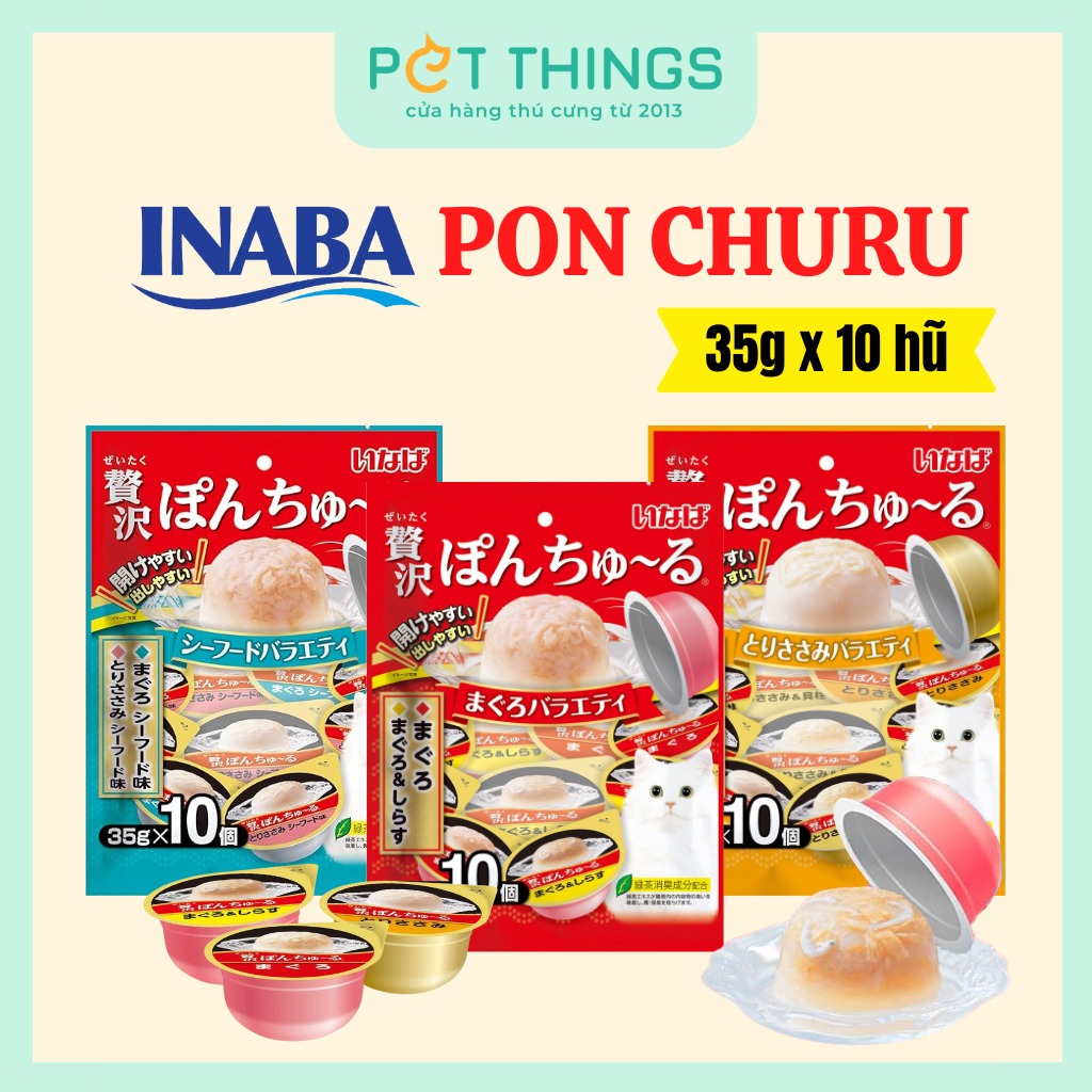 Inaba Pon Churu - Cốc Thạch Mềm, Snack Cho Mèo 35gx10