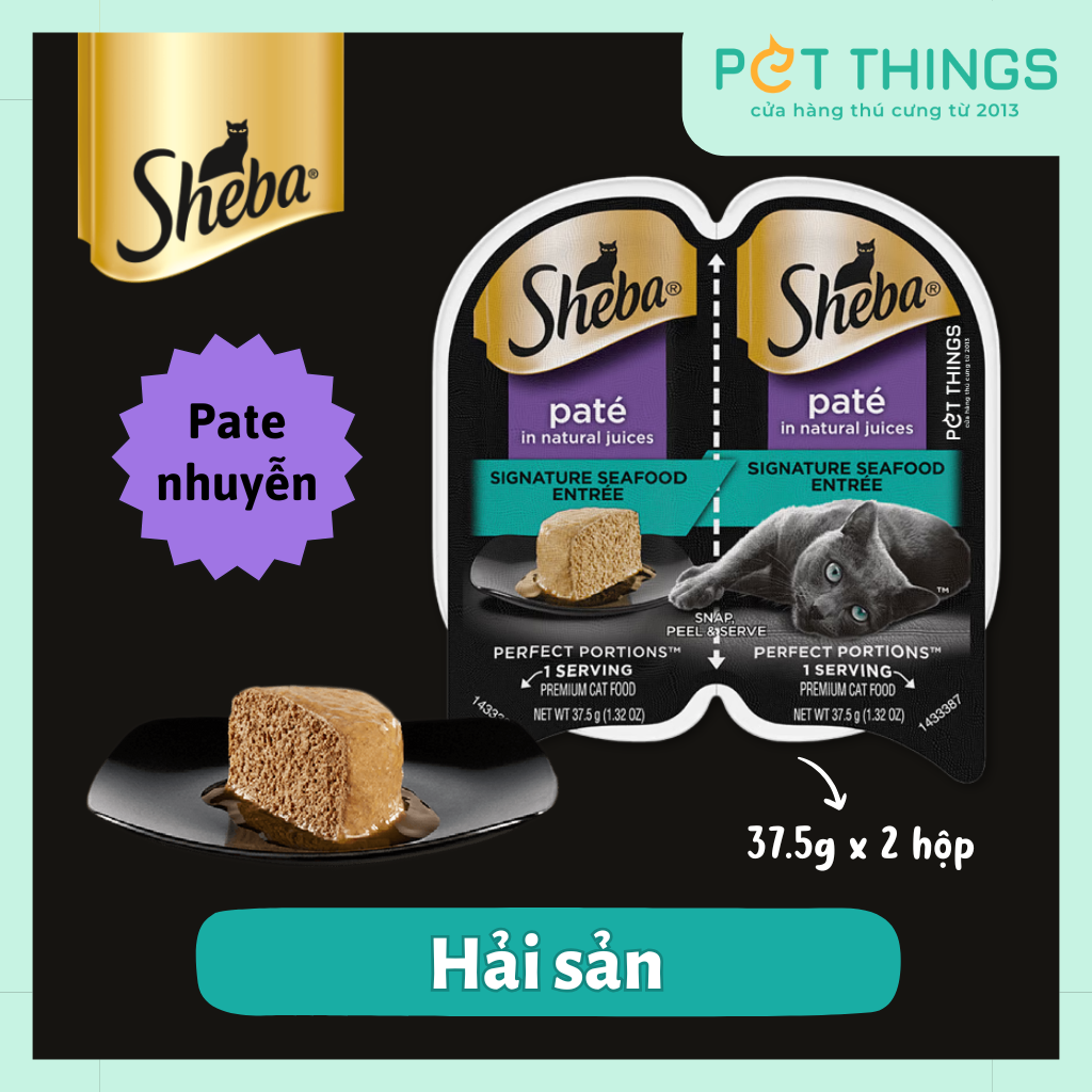 Pate cho Mèo Sheba Perfect Portions Paté Hải sản 37.5gx2