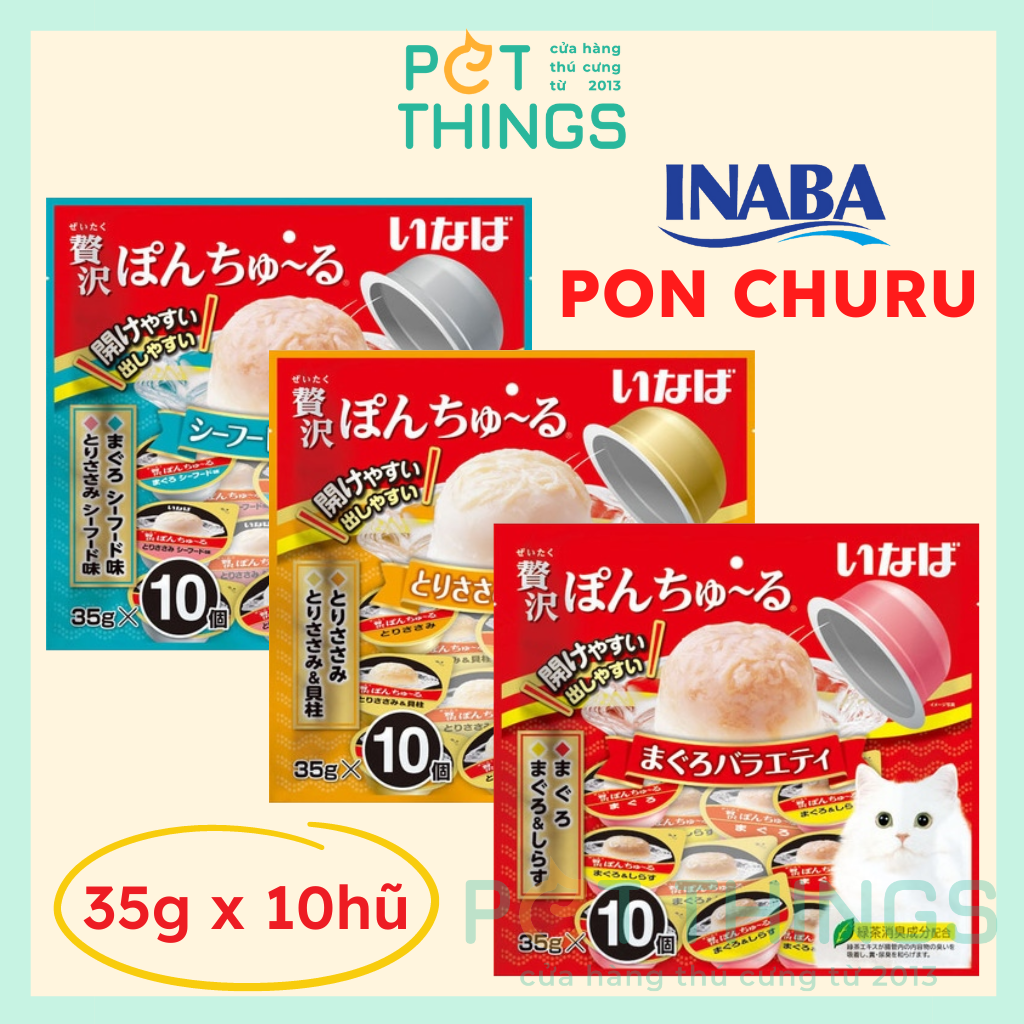 Inaba Pon Churu - Cốc Thạch Mềm, Snack Cho Mèo 35gx10