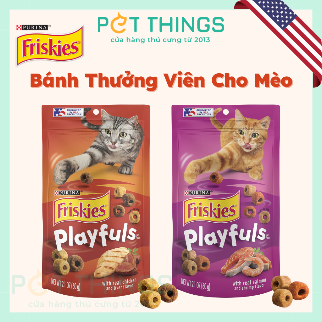 Bánh Thưởng Viên Cho Mèo Friskies Playfuls 60g (2.1oz) nhập Mỹ