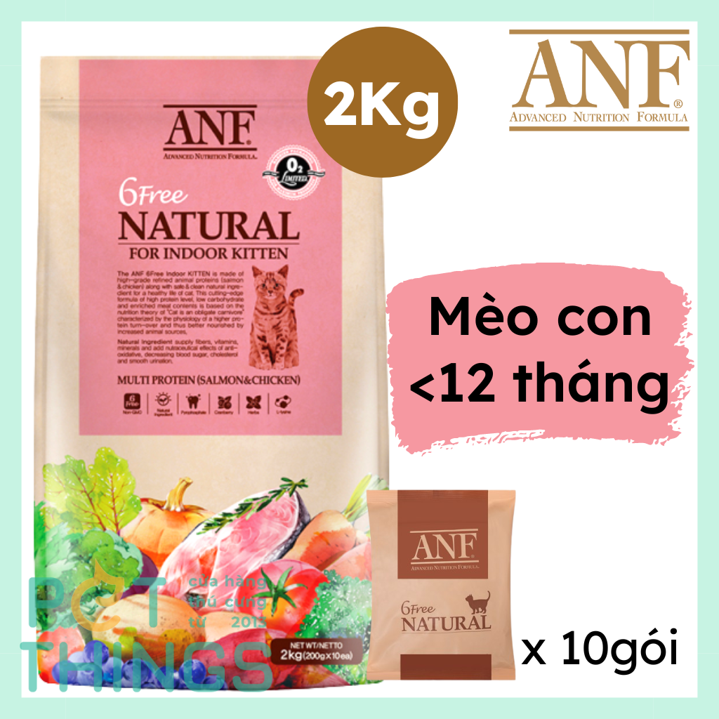 Hạt khô mèo con ANF Cat 6 Free Natural Indoor Kitten 2kg