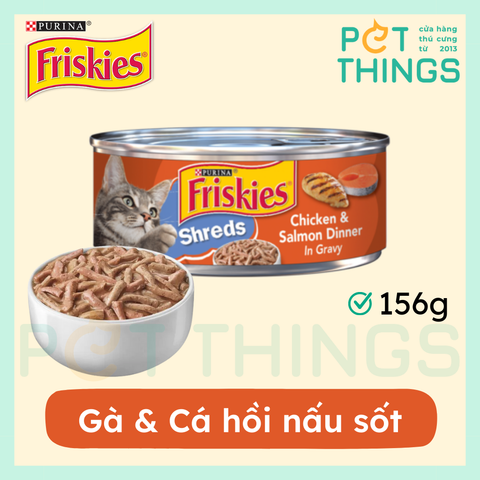 Pate Mèo Friskies Shreds Chicken & Salmon Dinner In Gravy 156g