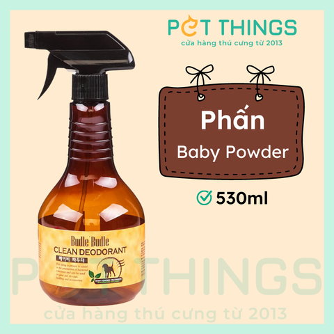 Budle'Budle Clean Deodorant Baby Powder Xịt Khử Mùi Dưỡng Lông Hương Phấn 530ml