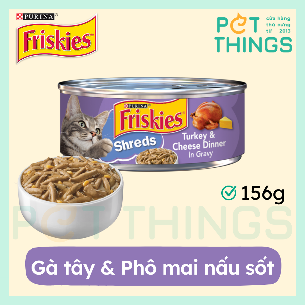 Pate Mèo Friskies Shreds Turkey & Cheese Dinner In Gravy 156g