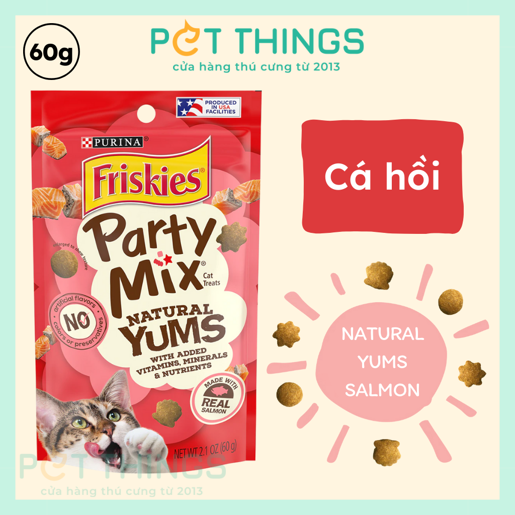 Friskies Party Mix Natural Yums Salmon Bánh Thưởng Cho Mèo Vị Cá Hồi