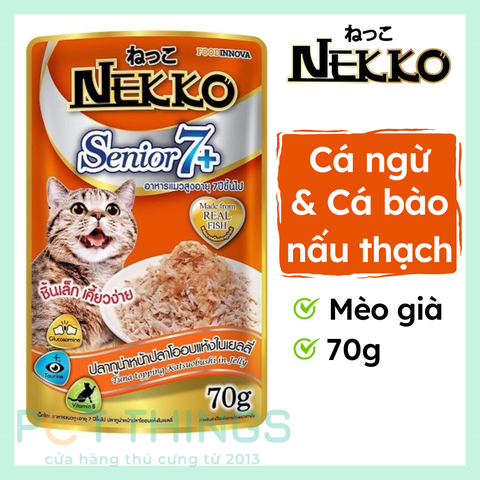 Pate mèo già Nekko Senior 7+ Tuna topping Katsuobushi in Jelly 70g