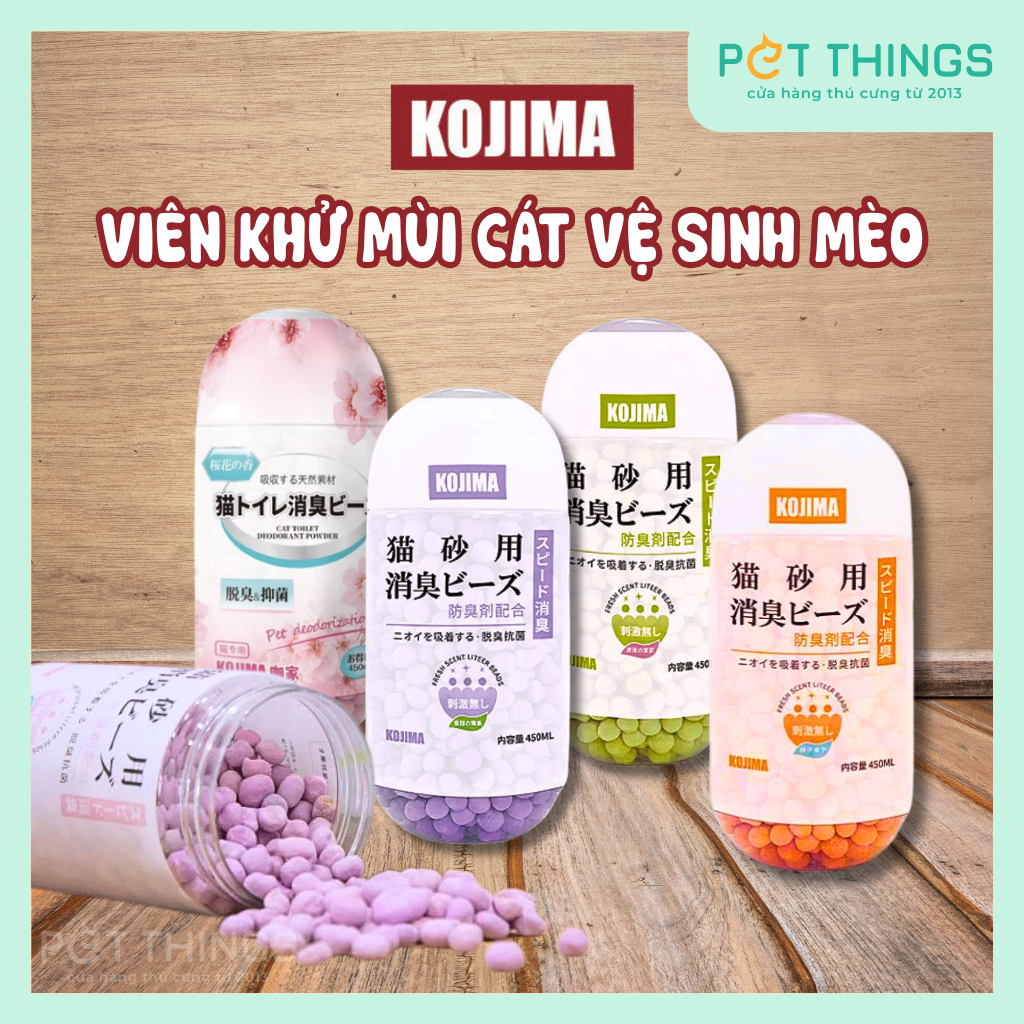 Viên Khử Mùi Cát Vệ Sinh Mèo KOJIMA Cat Litter Deodorizing Beads 450ml