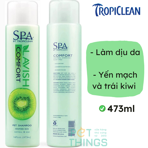 TropiClean Spa Lavish Comfort Soothes Skin Oatmeal & Kiwi Pet Shampoo 473ml