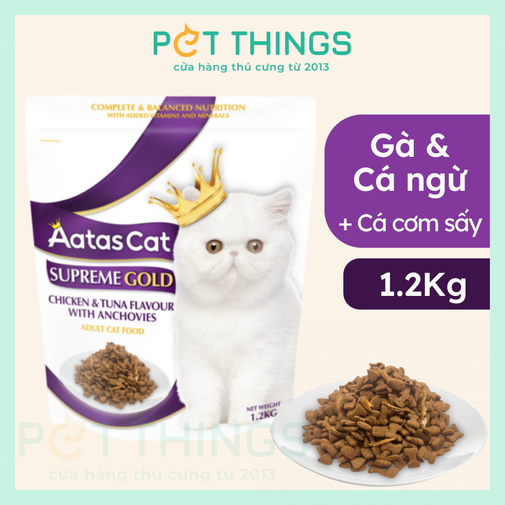 Aatas Cat Supreme Gold Chicken & Tuna with Anchovies Thức Ăn Hạt Cho Mèo Trưởng Thành