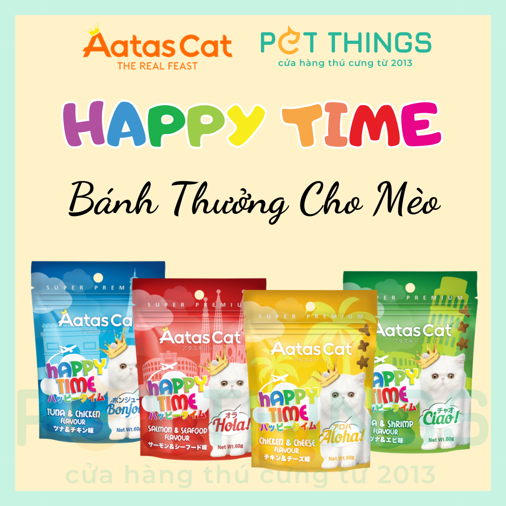 Bánh thưởng cho mèo Aatas Cat Happy Time 60g