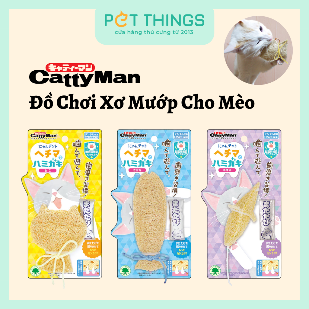 Cattyman Đồ Chơi Xơ Mướp kèm Catnip Cho Mèo Giúp Sạch Răng, Tăng Vận Động