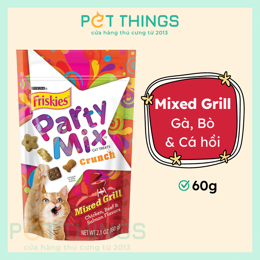 Bánh Thưởng Cho Mèo Friskies Party Mix Mixed Grill 60g, Thái Lan