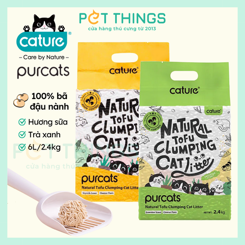Cature Purcats Tofu Clumping Cat Litter Cát Vệ Sinh Đậu Nành Cho Mèo 6L / 2.4kg