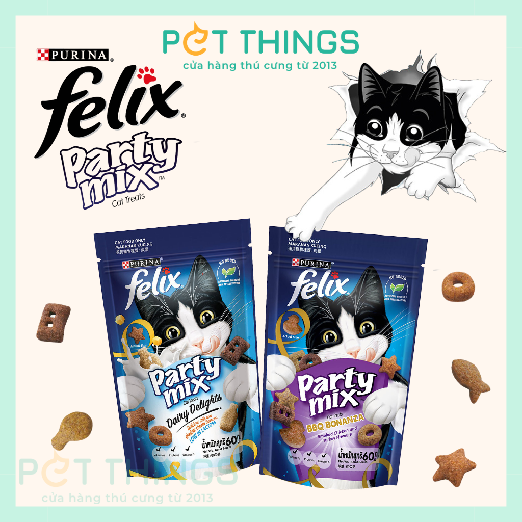 Bánh Thưởng Cho Mèo Felix Party Mix Thái Lan 60g